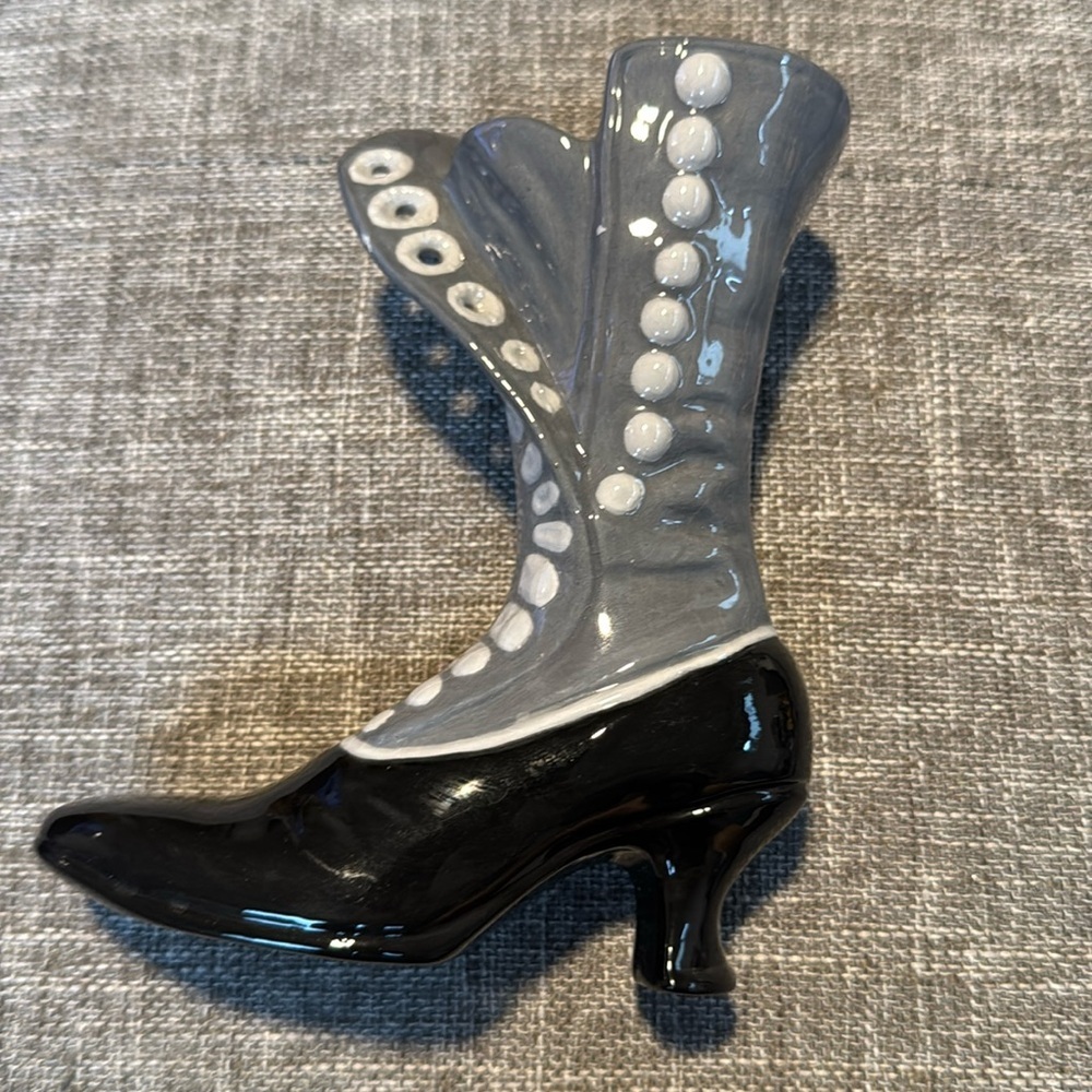 Vintage Victorian ceramic lace up boot collectible